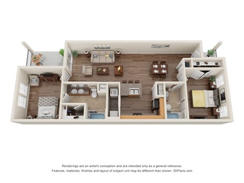 Floor Plan - Villa 2 Bed 2 Bath